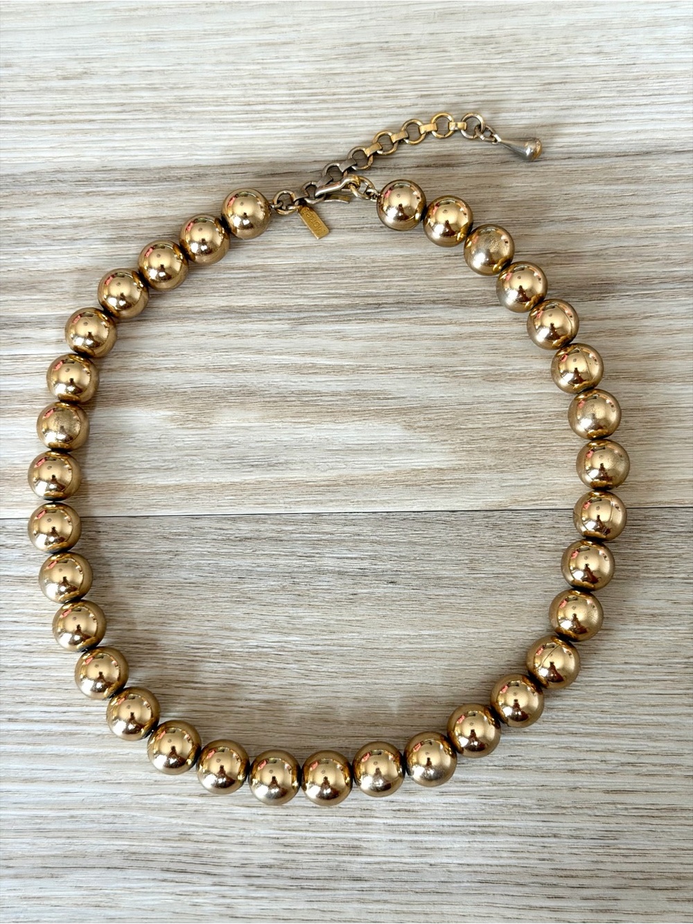Vintage Monet Gold-Tone Beaded Choker Necklace Glamorous Mid-Century 15” to 16.5